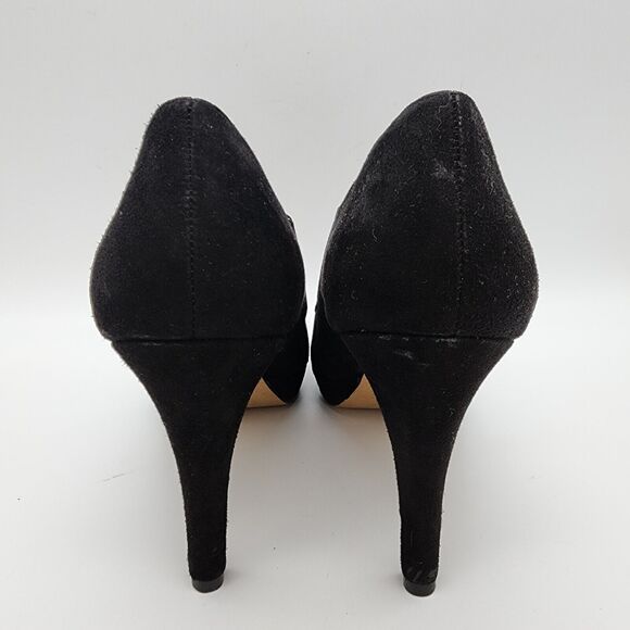 Adrienne Vittadini Suede Platform Heels Size 10M Black Shootie Booties Lace Up - Picture 3 of 13